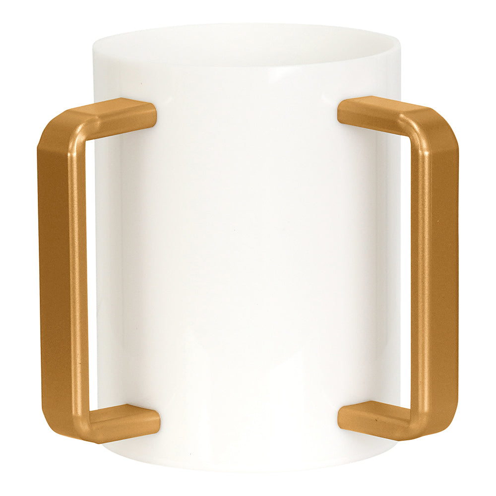 Lucite Wash Cup White with Gold Handles