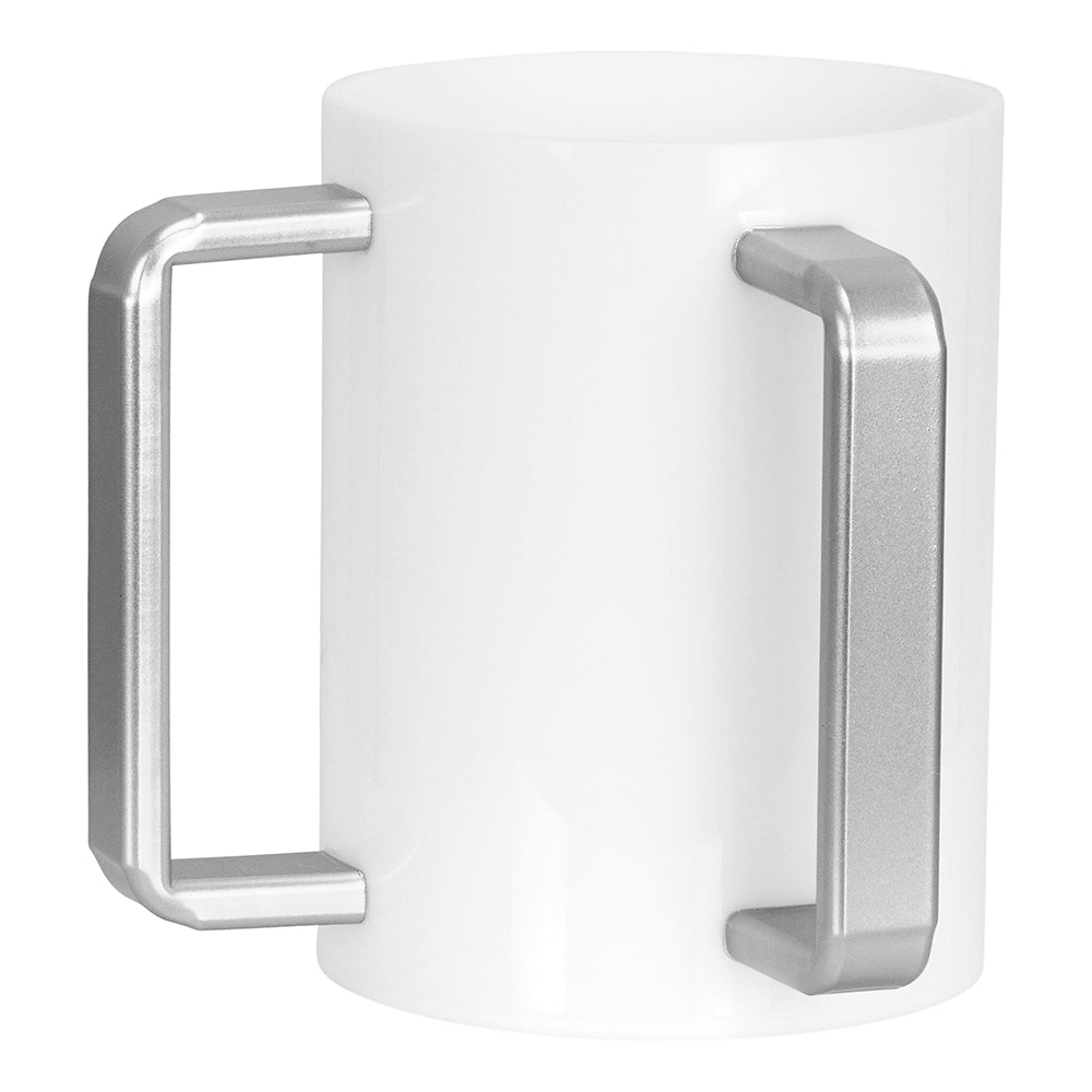 Lucite Wash Cup White with Silver Handles