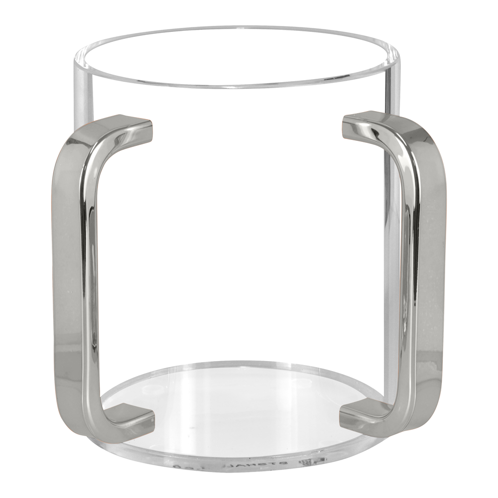 Lucite Wash Cup with Mirrored Silver Handles