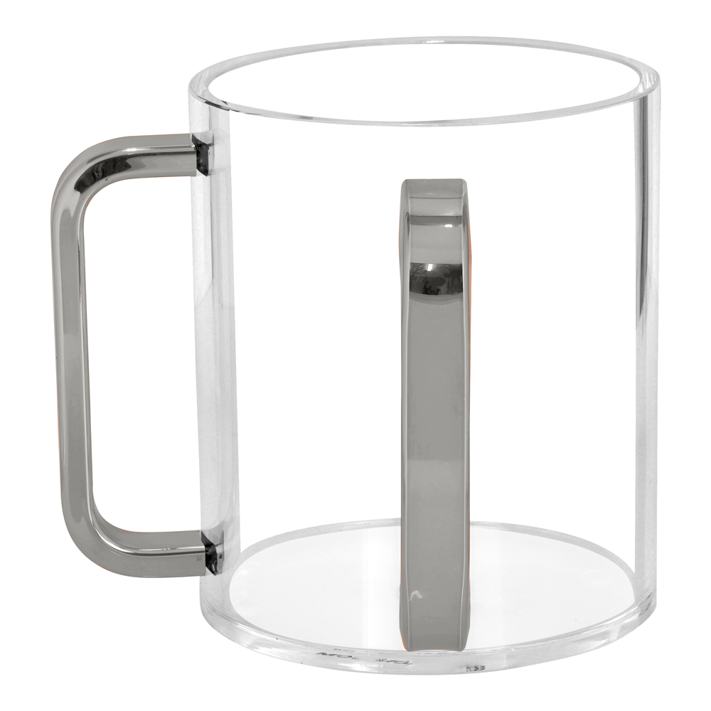Lucite Wash Cup with Mirrored Silver Handles