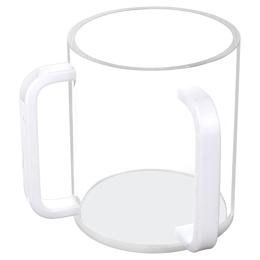 Clear Lucite Wash Cup with White Base and Handles