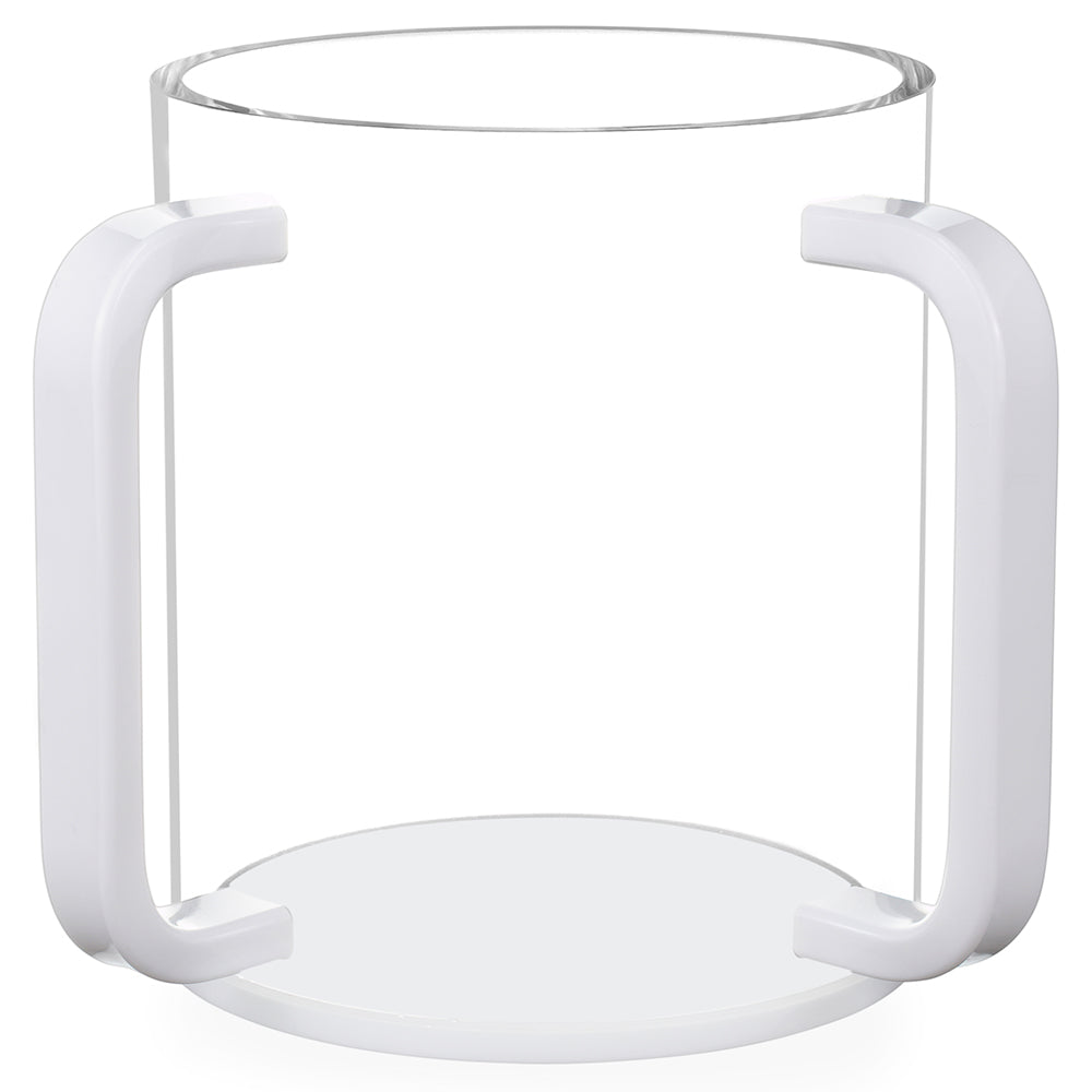 Clear Lucite Wash Cup with White Base and Handles