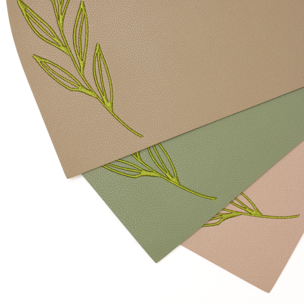 Eucalyptus Embroidered Leatherette Placemat - Set of 4