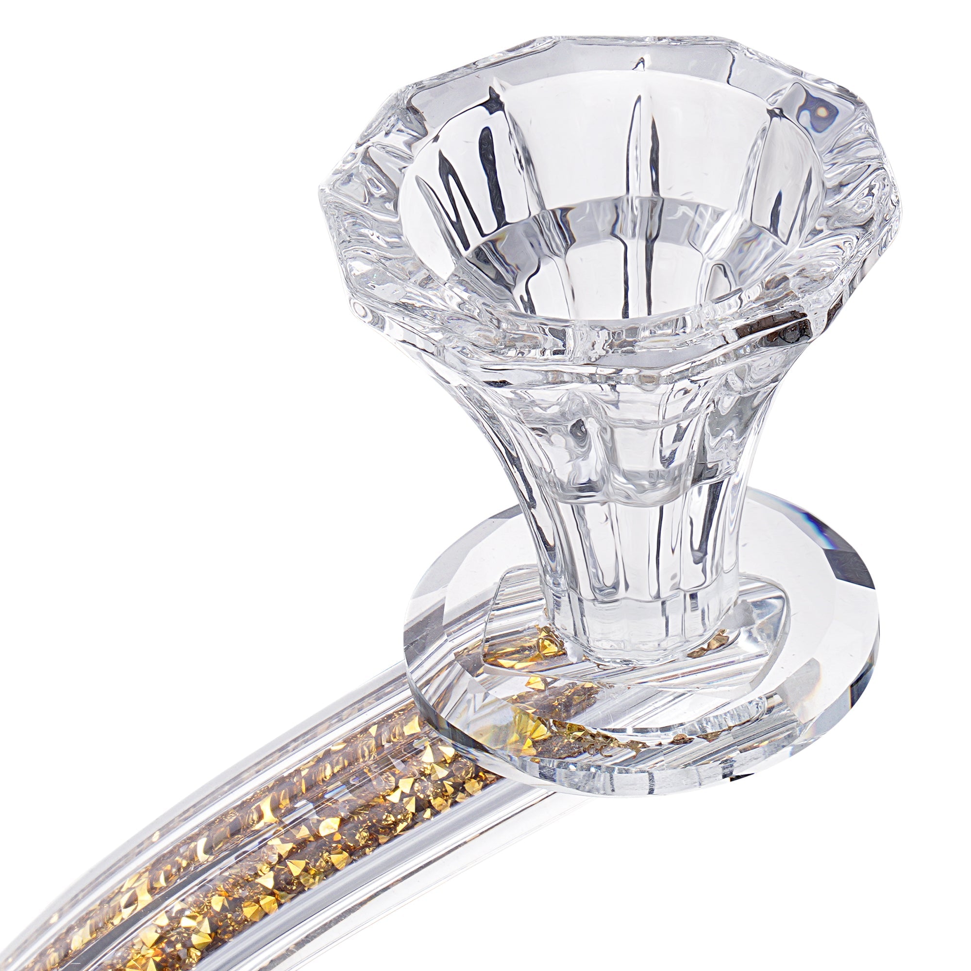 Crystal Candelabra Round Design - 5 Arm with Inner Gemstones