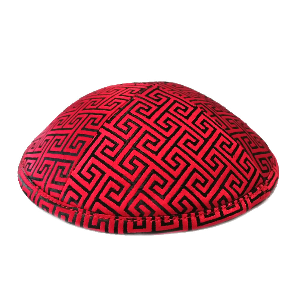 Kippah Red and Black Deluxe Brocade