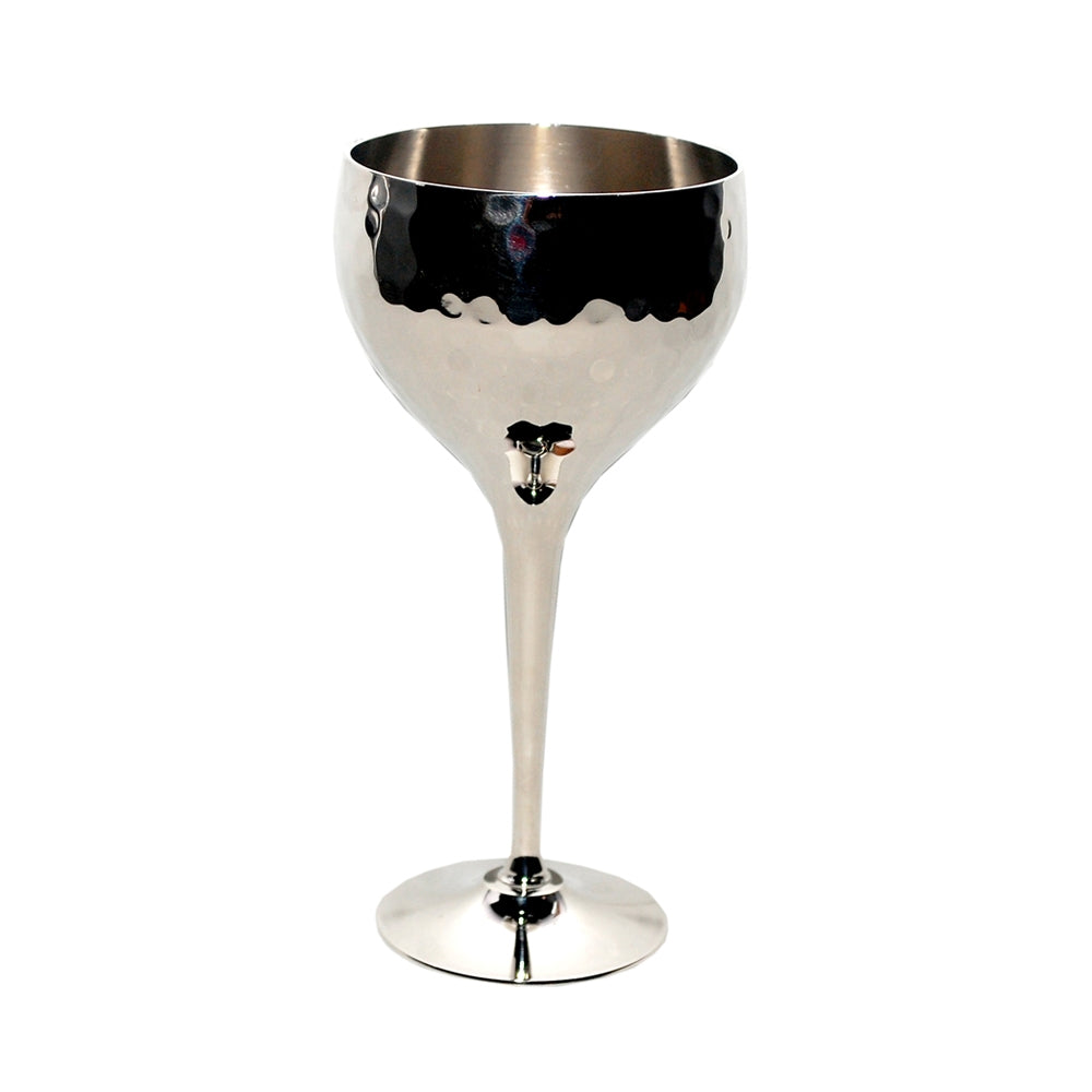 Hammered Brass Kiddush Cup with High Polish Nickel Finish