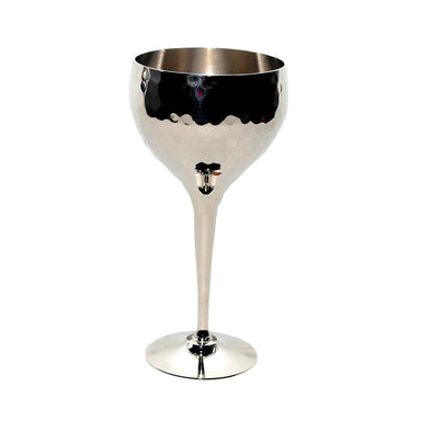 Crystal Glass Stem Kiddush Cup and Tray - Decorative Crushed Clear Stones