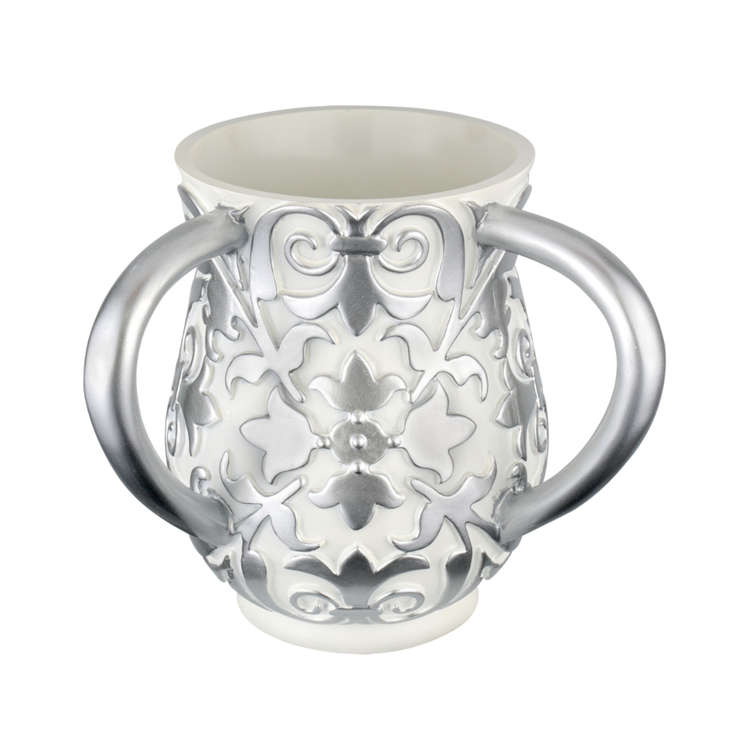 Silver White Swirled Design  Wash Cup