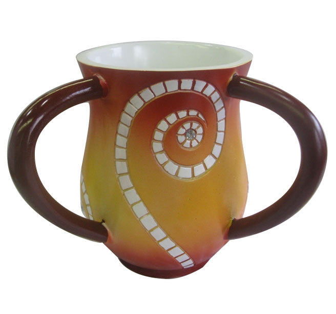 Polyresin Red Orange Design Wash Cup