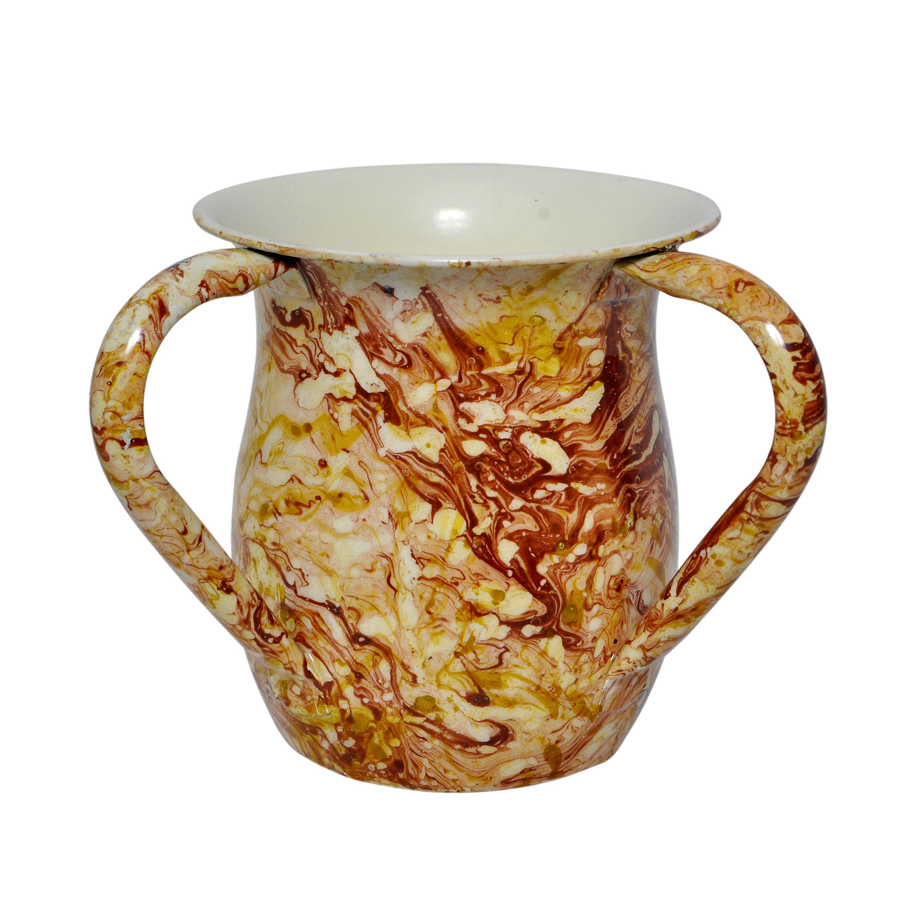 Stainless Steel Orange Yellow White Marble Design Wash Cup