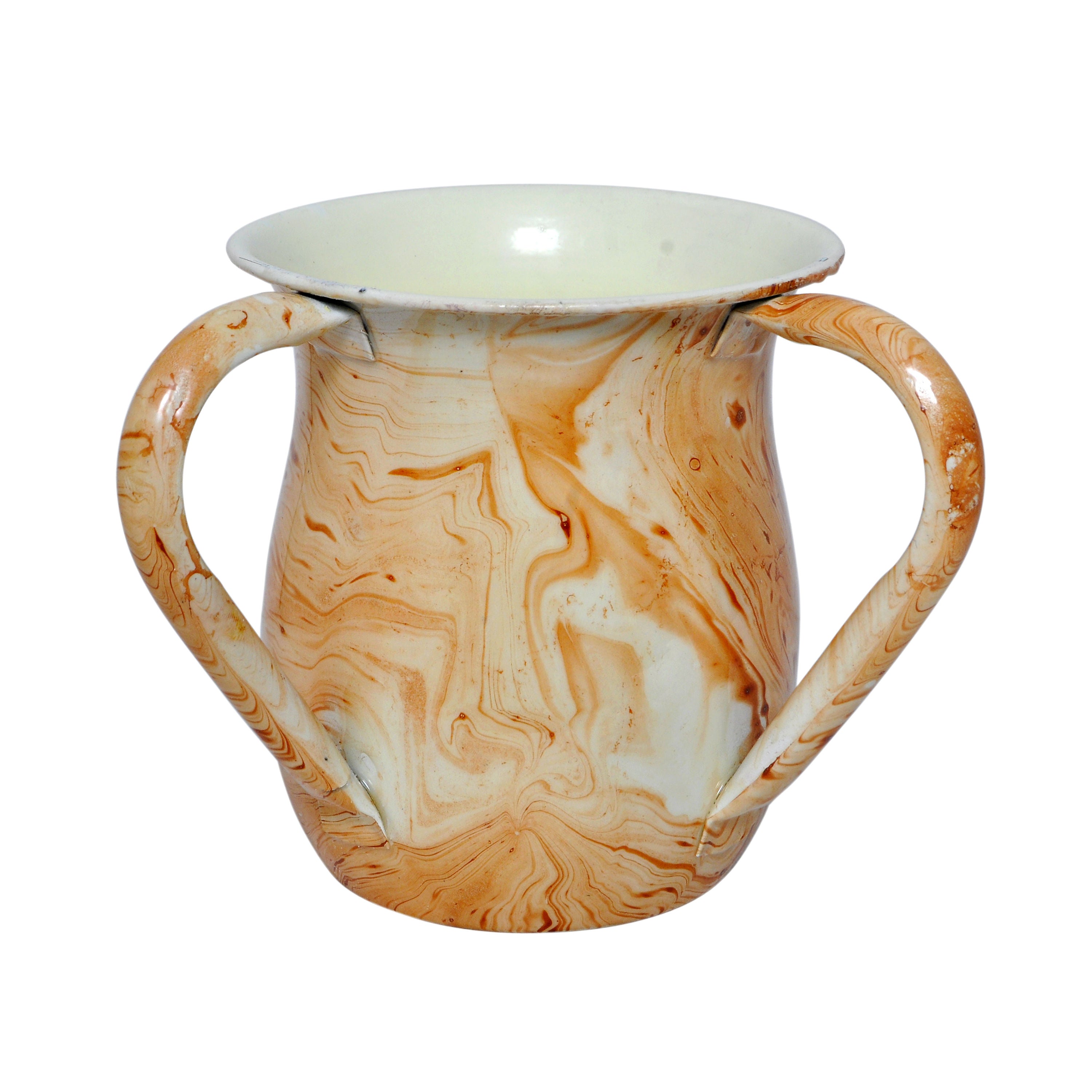 Stainless Steel White Orange Marble Design Wash Cup